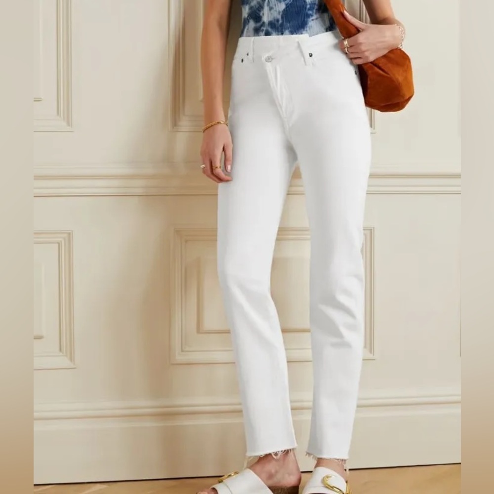 Agolde Criss Cross Straight Leg White Jeans